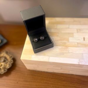 Petite Chatelaine® Stud Earrings in Sterling Silver with Black Orchid